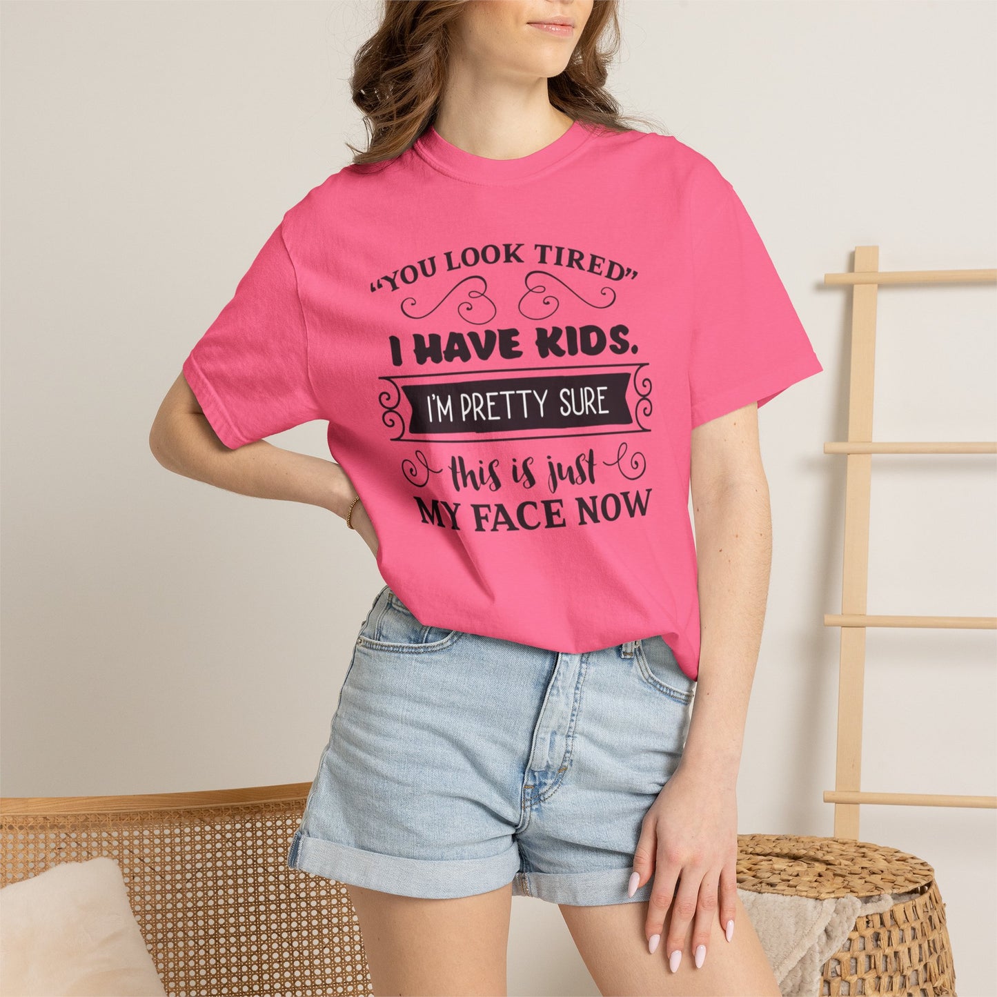 I Have Kids I’m Pretty Sure This Is Just My Face Now Strong Motherhood Tee Parenting Magic Fantasy Reality Wonder Woman Unisex Heavy Cotton T-Shirt