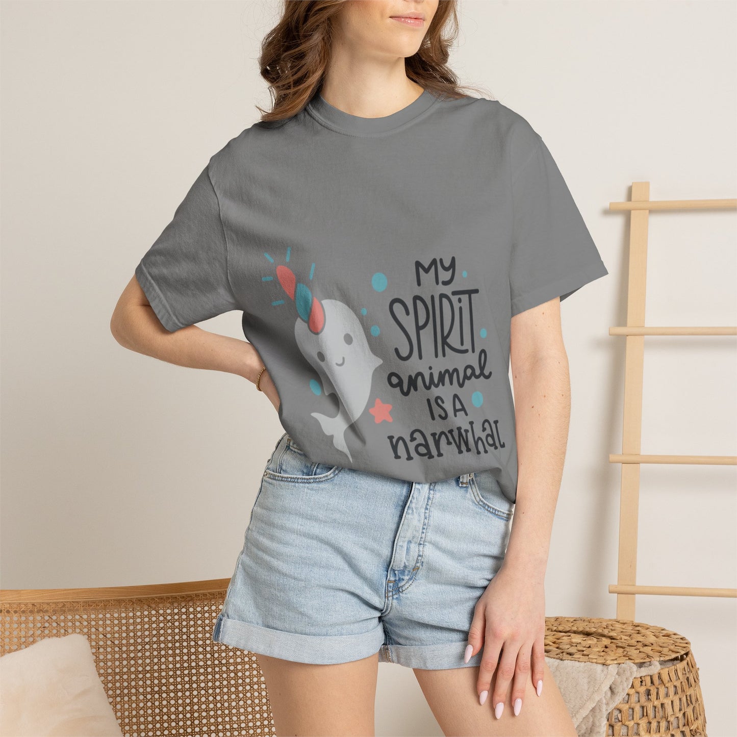 My Spirit Animal Is a Narwhal Unicorn Of The Sea Tusk Tee Inuit Culture Migration Unisex Heavy Cotton T-Shirt