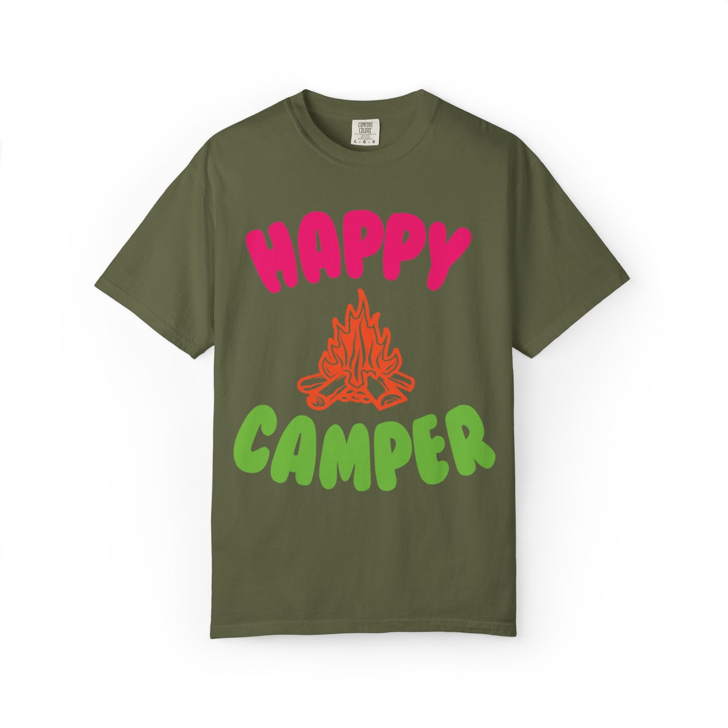 Happy Camper Freedom Fighter Adventure Lovers Tee Nature Exploration Bonfire Travel Van Unisex Heavy Cotton T-Shirt