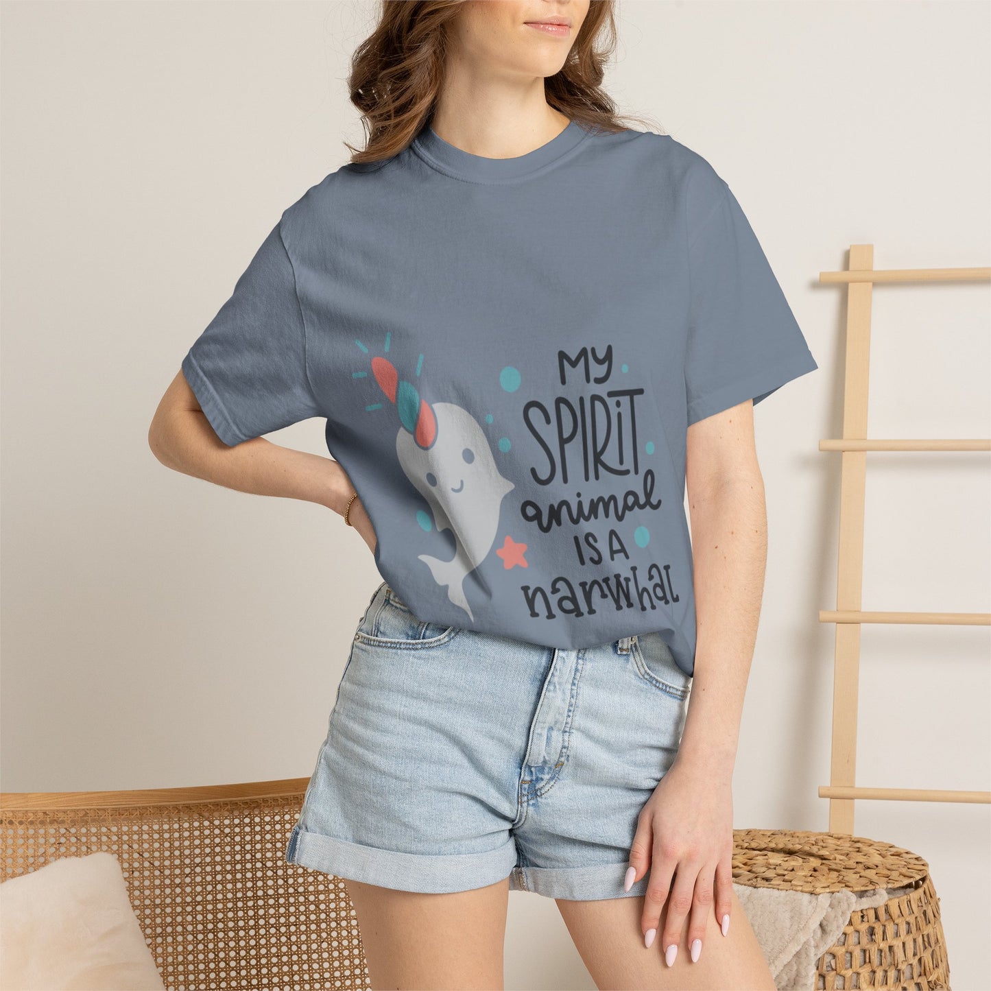 My Spirit Animal Is a Narwhal Unicorn Of The Sea Tusk Tee Inuit Culture Migration Unisex Heavy Cotton T-Shirt