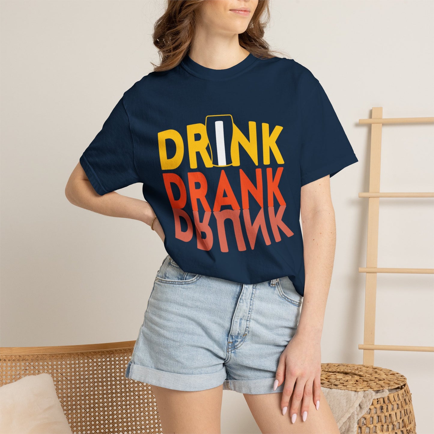 Funny Drink Drank Drunk Want To Drink Beer sarcastic Beer Glass Sip & Smile Unisex Heavy Cotton T-Shirt