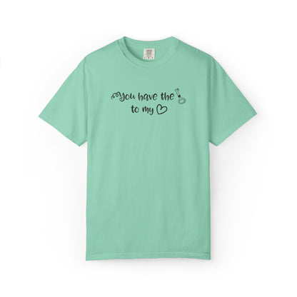 You Have The Key To My Heart Emotional Bond Affection Lovers Tee Romantic Relationship Forever Support Way Heavy Cotton T-Shirt