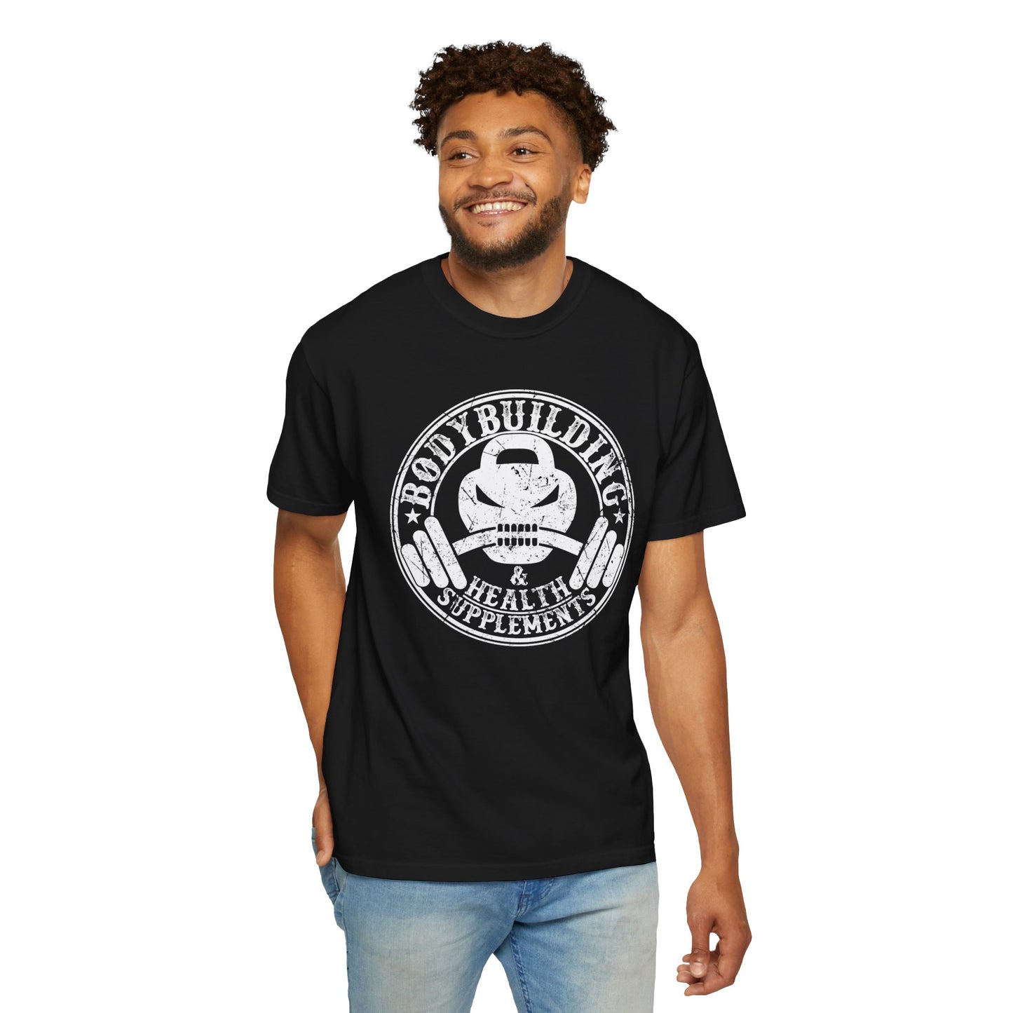 Body Building & Health Supplements Trendy Tee Health Conscious Fitness Freak Exercise Motivation Gym Dedication Unisex Heavy Cotton T-Shirt