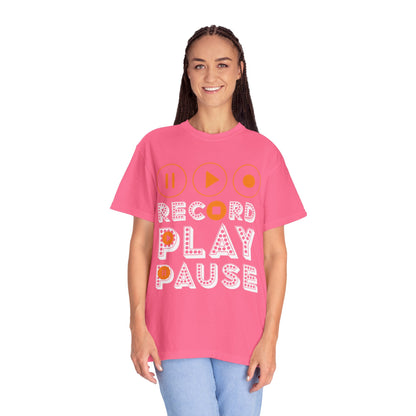 Thrilling Record Play Pause Playback Actions Sound Management Audio Functions Unisex Heavy Cotton T-Shirt
