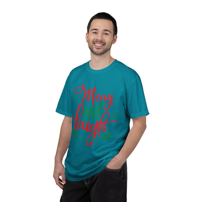 Cheerful Merry & Bright Joyful Christmas Time Christmas Lights Merry Christmas Jesus Birth Unisex Heavy Cotton T-Shirt