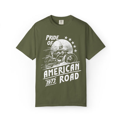 Vintage Pride Of The American Road 1973 Nostalgic Trendy Tee Motorcycle Classic Ride Legendary Bike Unisex Heavy Cotton T-Shirt