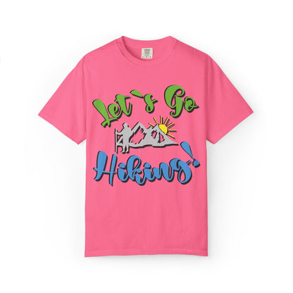 Let’s Go Hiking! Trendy Tee Adventure Mountain Hut Fun Activities Unisex Heavy Cotton T-Shirt