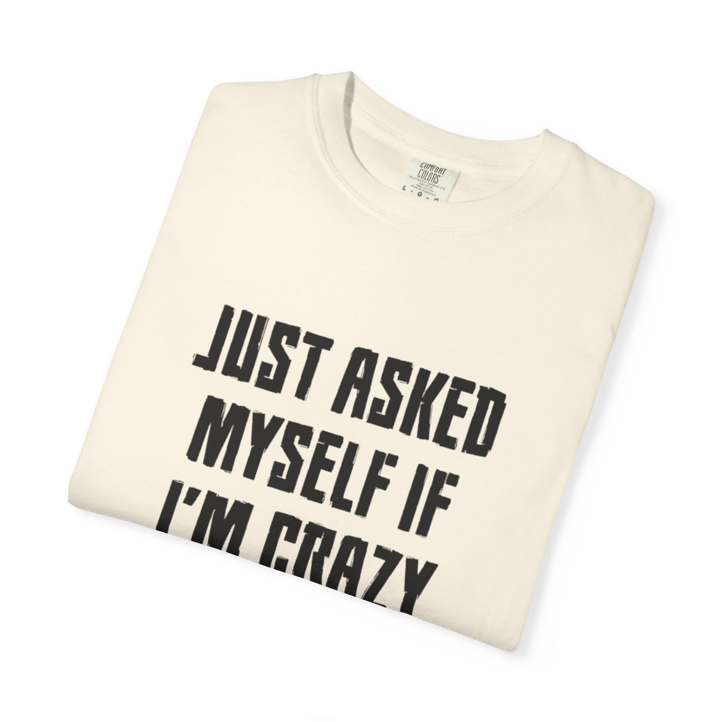 Just Asked Myself If I’M Crazy We Said No Funny Tee Self-Doubt Humourous Mental Stability Sarcastic Unisex Heavy Cotton T-Shirt