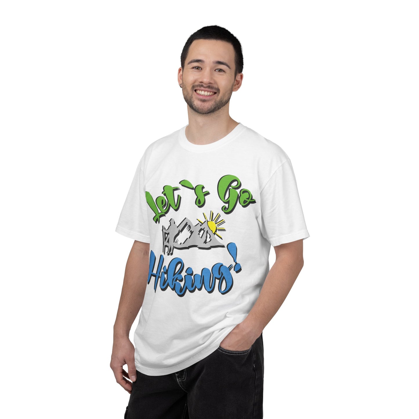 Let’s Go Hiking! Trendy Tee Adventure Mountain Hut Fun Activities Unisex Heavy Cotton T-Shirt