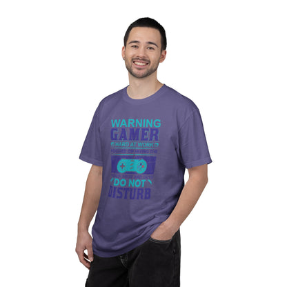 Funny Warning Gamer Do Not Disturb Digital Protector Virtual Heroism Sarcastic Battle Against Evil Unisex Heavy Cotton T-Shirt