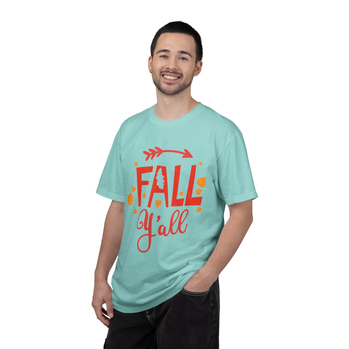 Fall Y’all Breeze Leaves Christmas Tee Jingle Bells Falling Beauty Holiday Spirit Unisex Heavy Cotton T-Shirt
