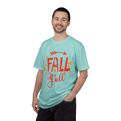Fall Y’all Breeze Leaves Christmas Tee Jingle Bells Falling Beauty Holiday Spirit Unisex Heavy Cotton T-Shirt