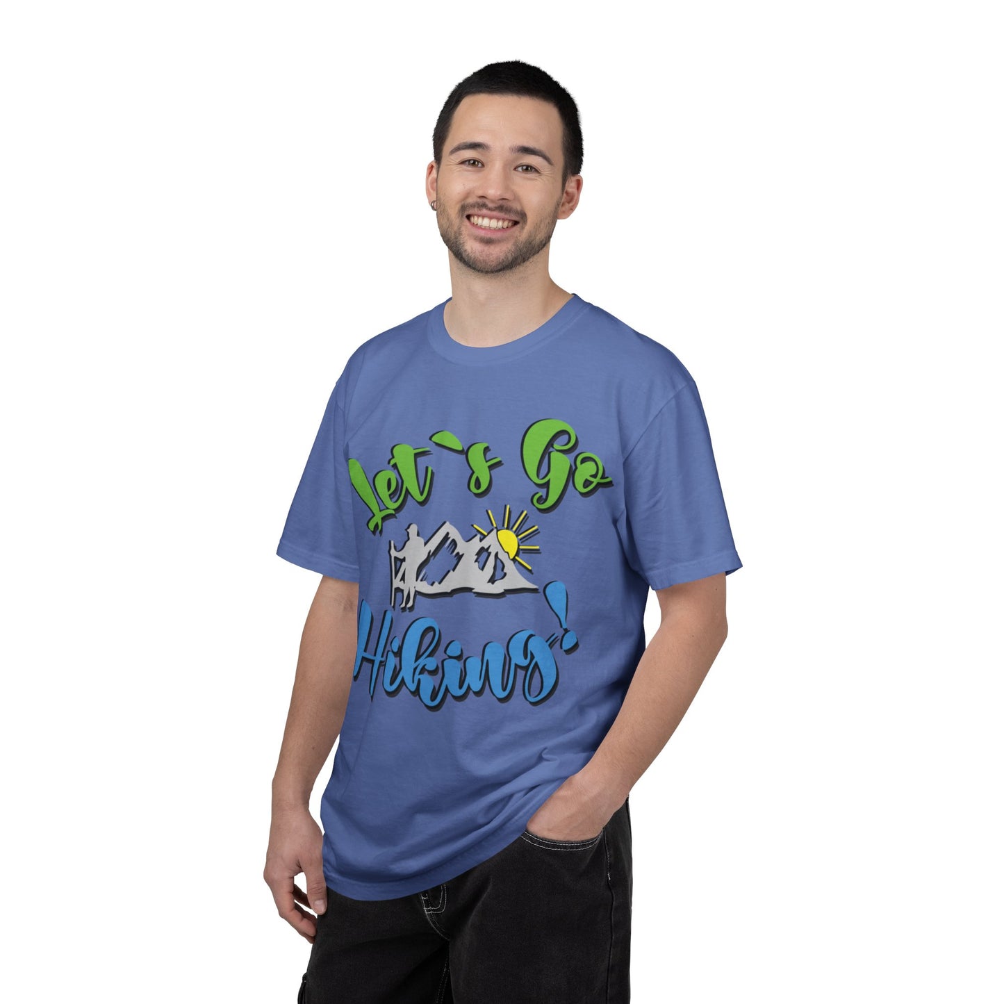 Let’s Go Hiking! Trendy Tee Adventure Mountain Hut Fun Activities Unisex Heavy Cotton T-Shirt
