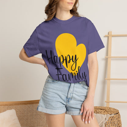 Happy Family Peaceful Paradise Tee Cherished Space Heartfelt Haven Unisex Heavy Cotton T-Shirt