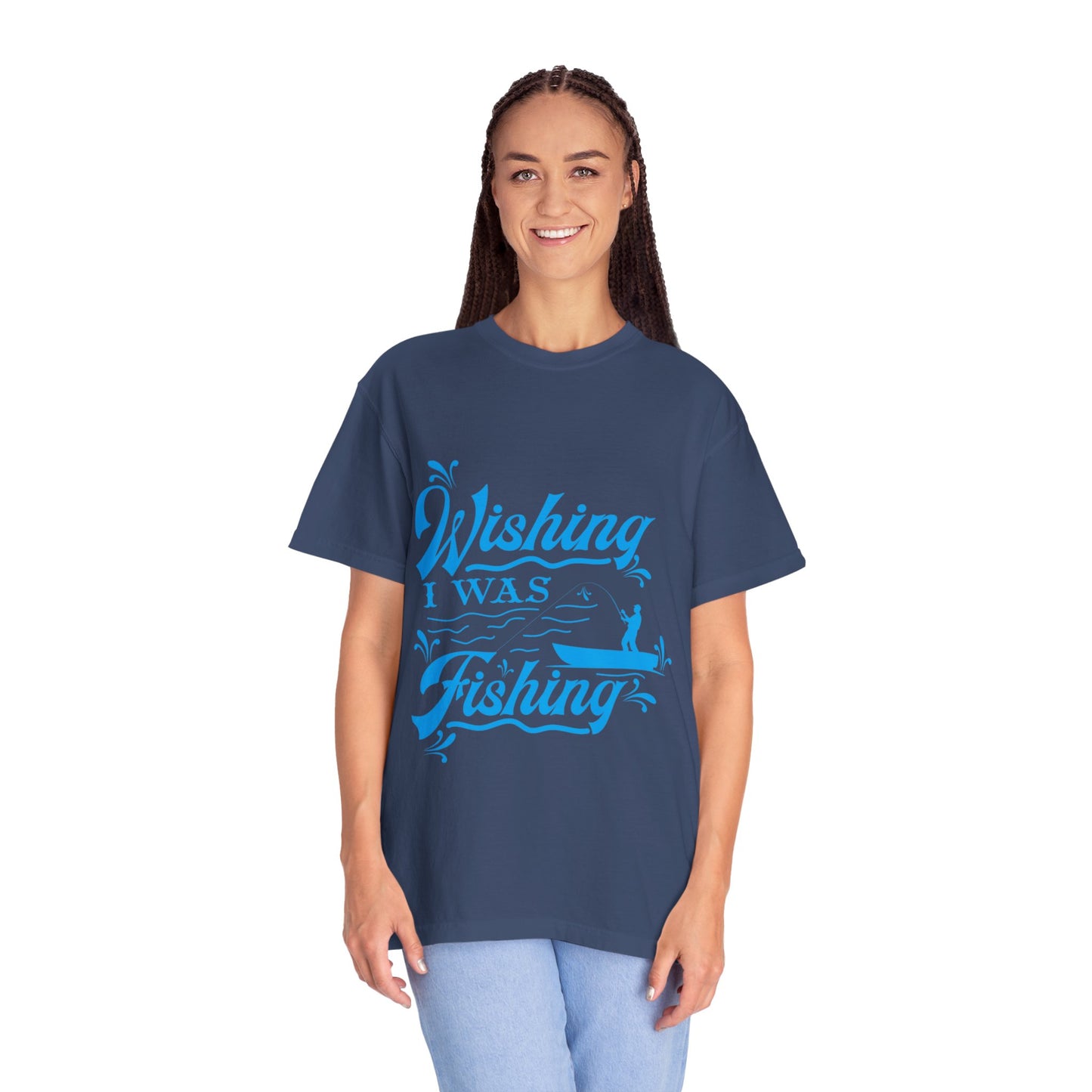 Funny Wishing I Was Fishing Catch and Release Unconditional Love Fishing Boat  Fishing Rod Sarcastic Adventure Unisex Heavy Cotton T-Shirt