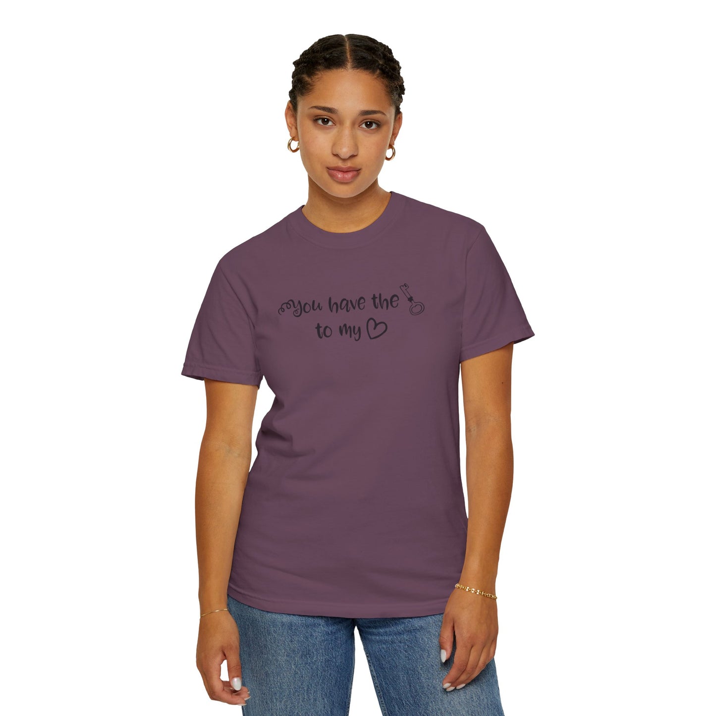 You Have The Key To My Heart Emotional Bond Affection Lovers Tee Romantic Relationship Forever Support Way Heavy Cotton T-Shirt