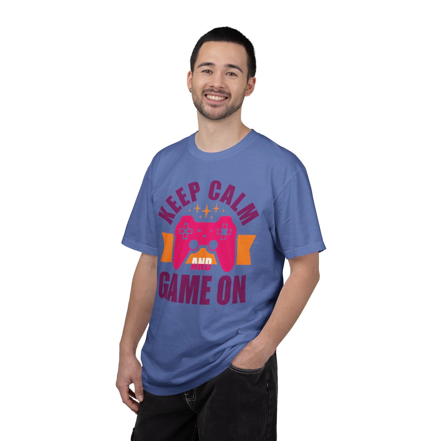 Inspirational Keep Calm And Game On Pro Gamer Skills Gaming Mindset Gaming Community Gaming Console Unisex Heavy Cotton T-Shirt
