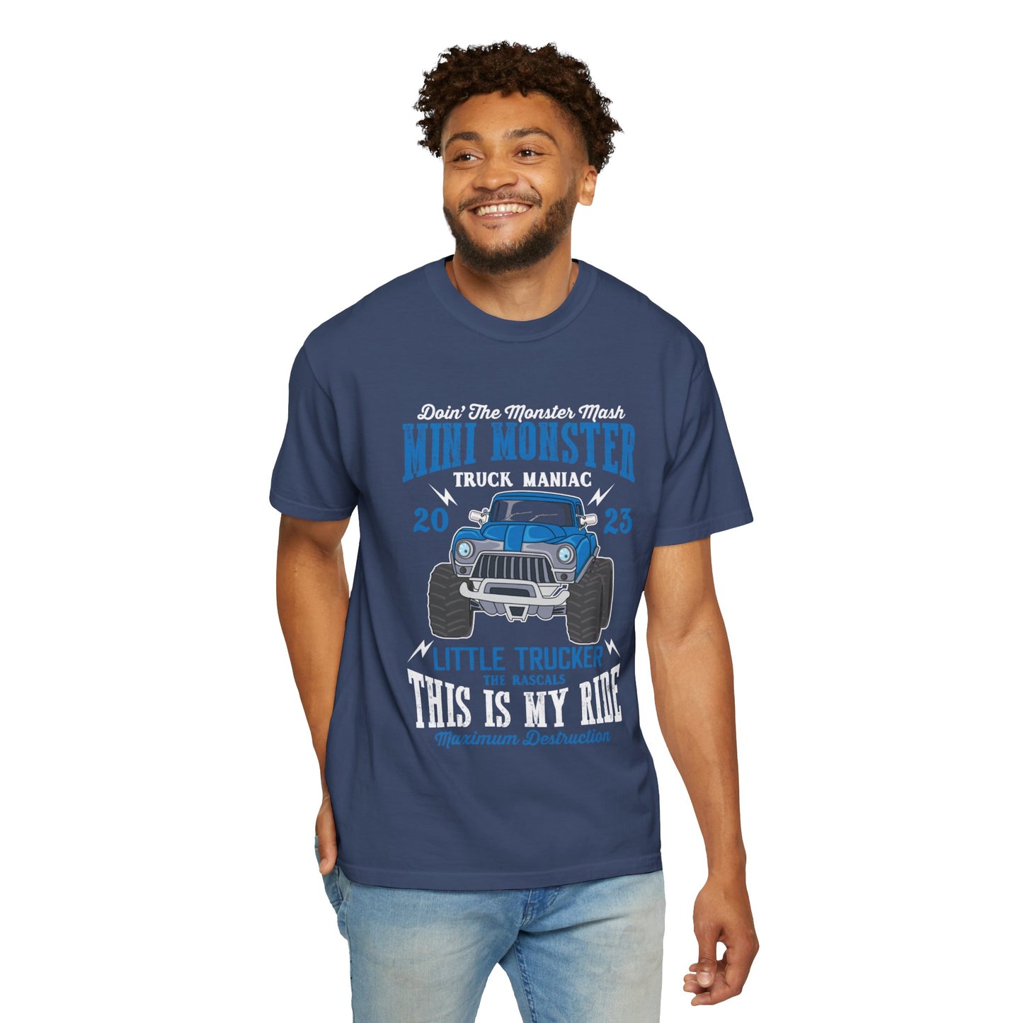 Funny Mini Monster Truck Manic Speed Truck Power Sarcastic Extreme Adventure Four-Wheel Drive Unisex Heavy Cotton T-Shirt