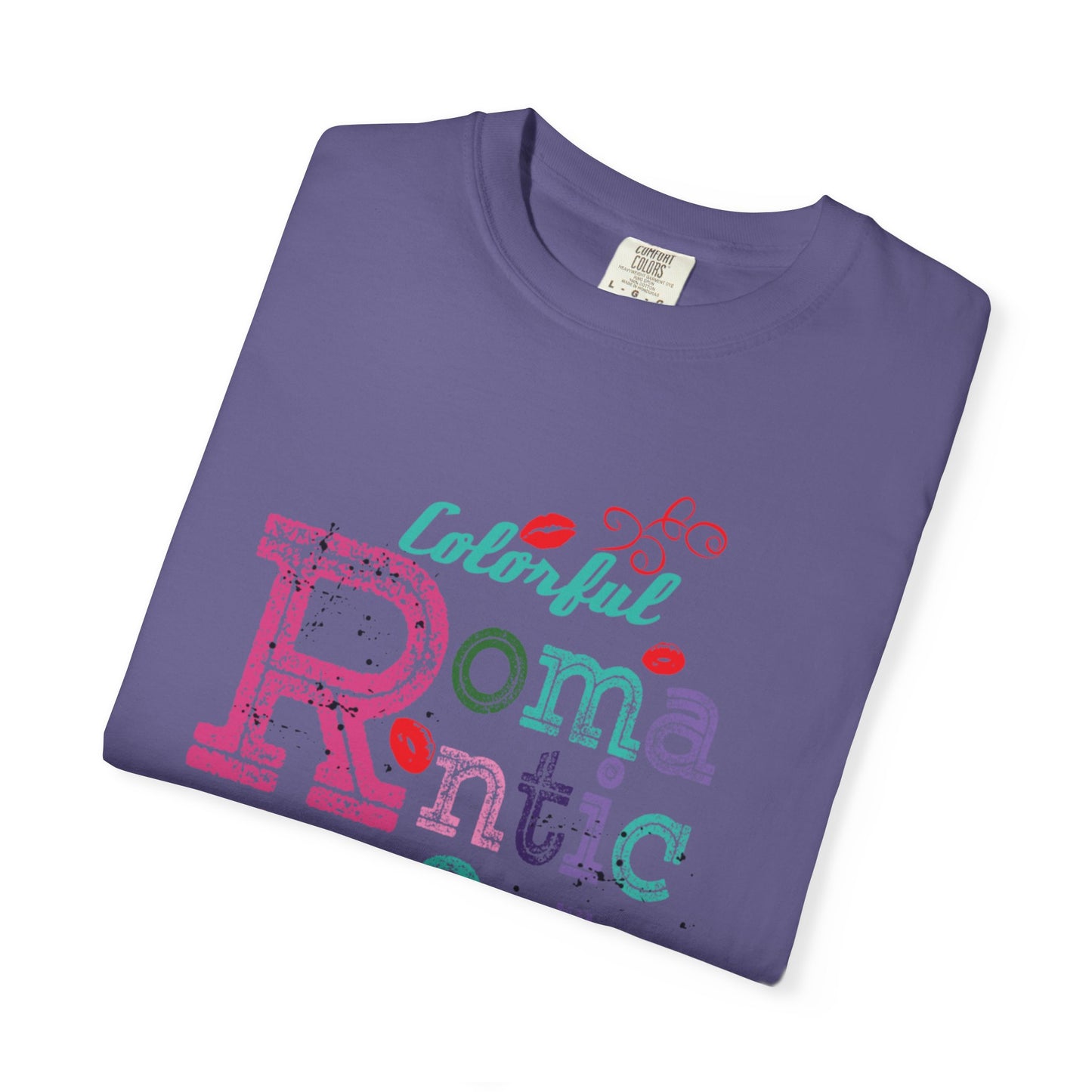 Colorful Romantic & Sweet Lips Affection Lovers Tee Romantic Relationship Forever Strawberry-Tinted Kisses Satin Softness Unisex Heavy Cotton T-Shirt