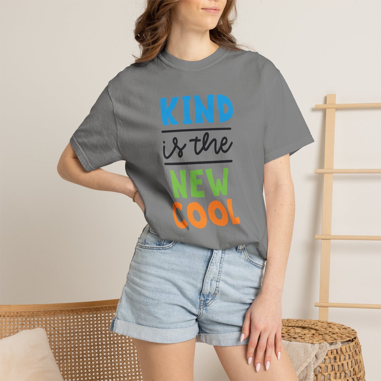 Kind Is The New Cool Positive Affirmation Tee Heartfelt Advice Inspirational Words Unisex Heavy Cotton T-Shirt
