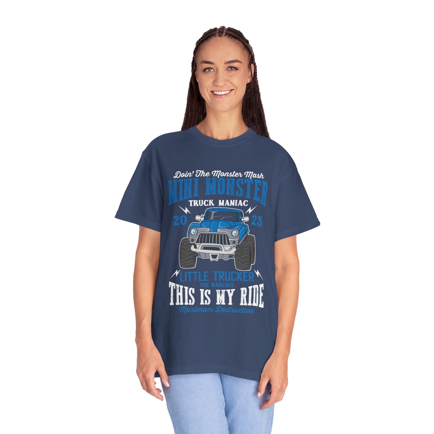 Funny Mini Monster Truck Manic Speed Truck Power Sarcastic Extreme Adventure Four-Wheel Drive Unisex Heavy Cotton T-Shirt