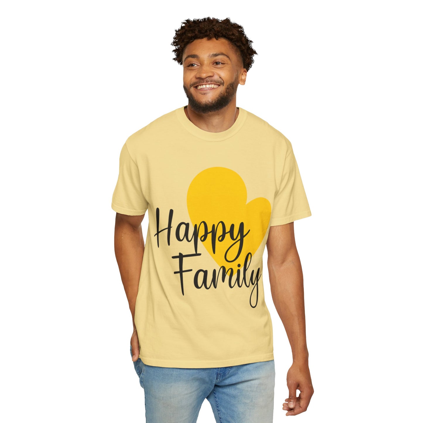 Happy Family Peaceful Paradise Tee Cherished Space Heartfelt Haven Unisex Heavy Cotton T-Shirt