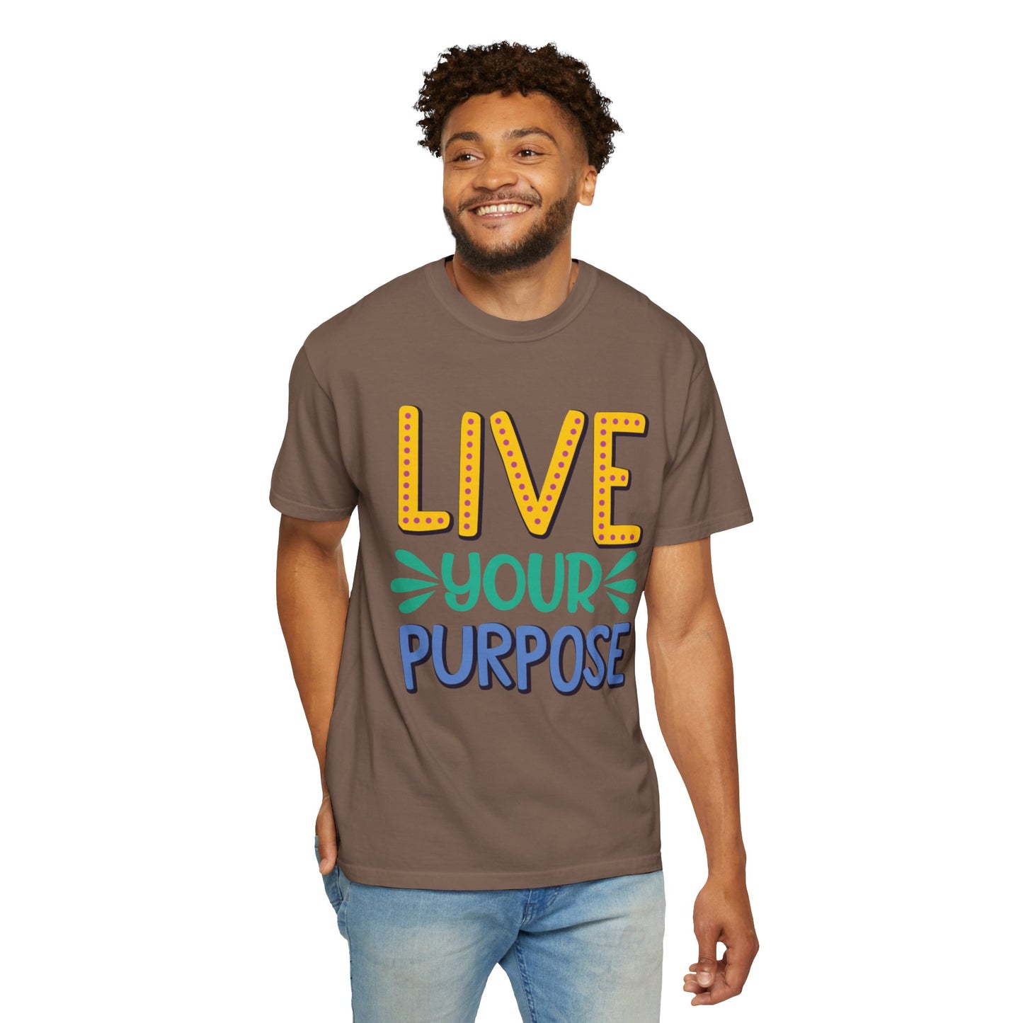 Live Your Purpose Inspirational Tee Stay Focused Positive Message Set Your Goal Empowering Personal Growth Unisex Heavy Cotton T-Shirt