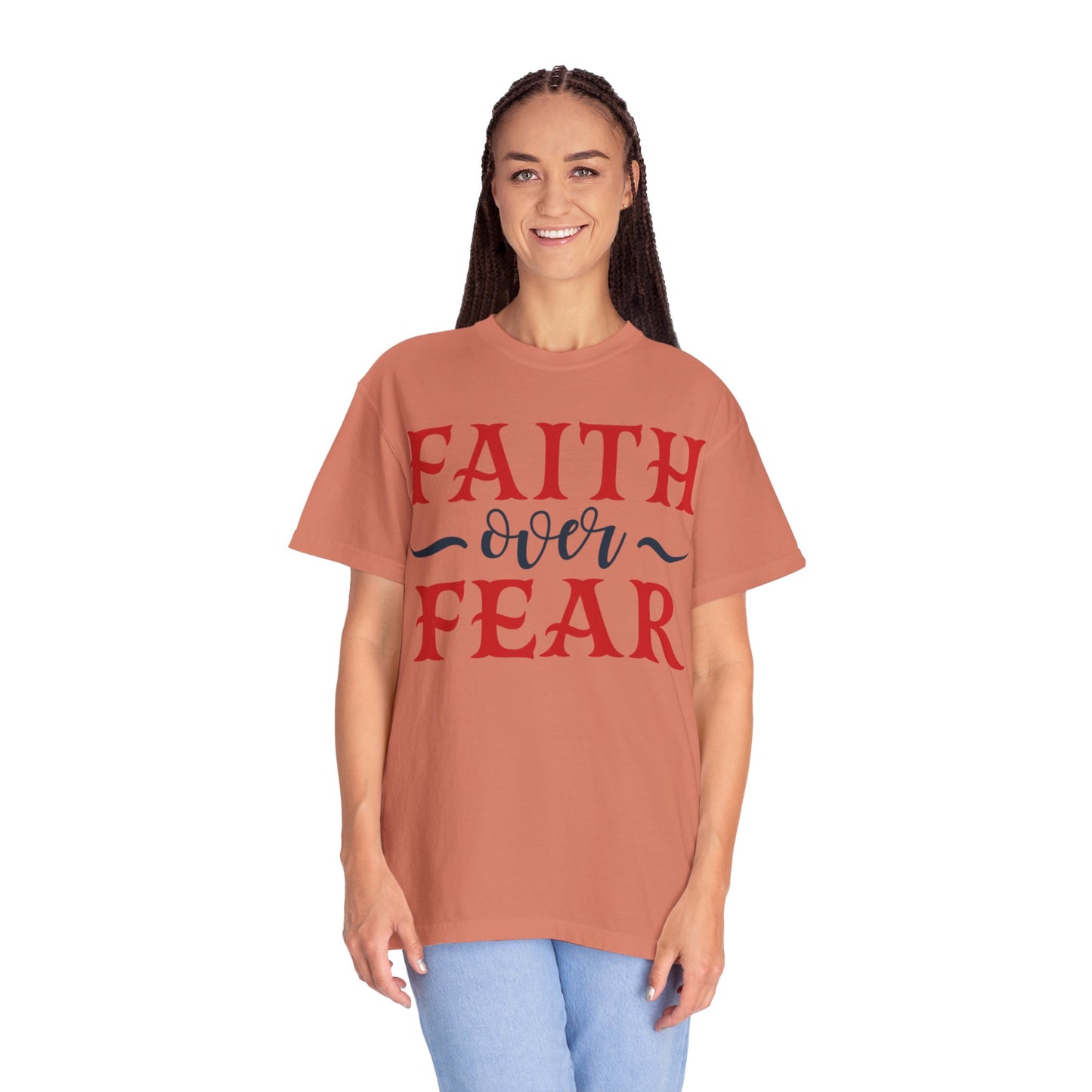Faith Over Fear Stop Wishing Start Doing Action Goal Setting Modern Tee Achievement Self-Improvement Unisex Heavy Cotton T-Shirt