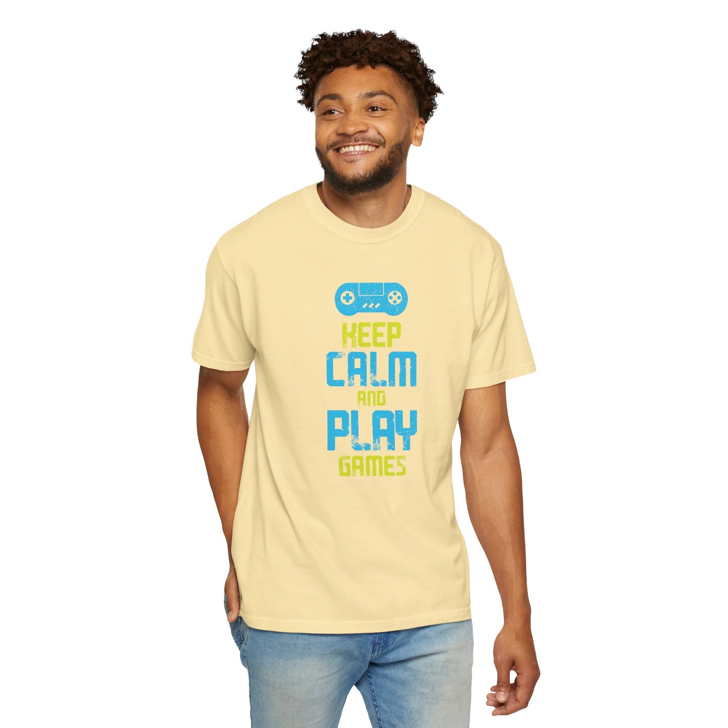 Funny Keep Calm And Play Games Pro Gamer Skills Gaming Mindset Sarcastic Gameplay Optimization Unisex Heavy Cotton T-Shirt