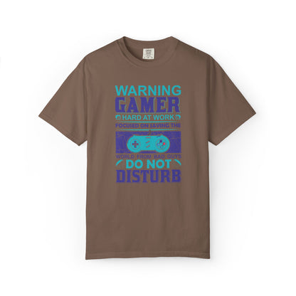 Funny Warning Gamer Do Not Disturb Digital Protector Virtual Heroism Sarcastic Battle Against Evil Unisex Heavy Cotton T-Shirt