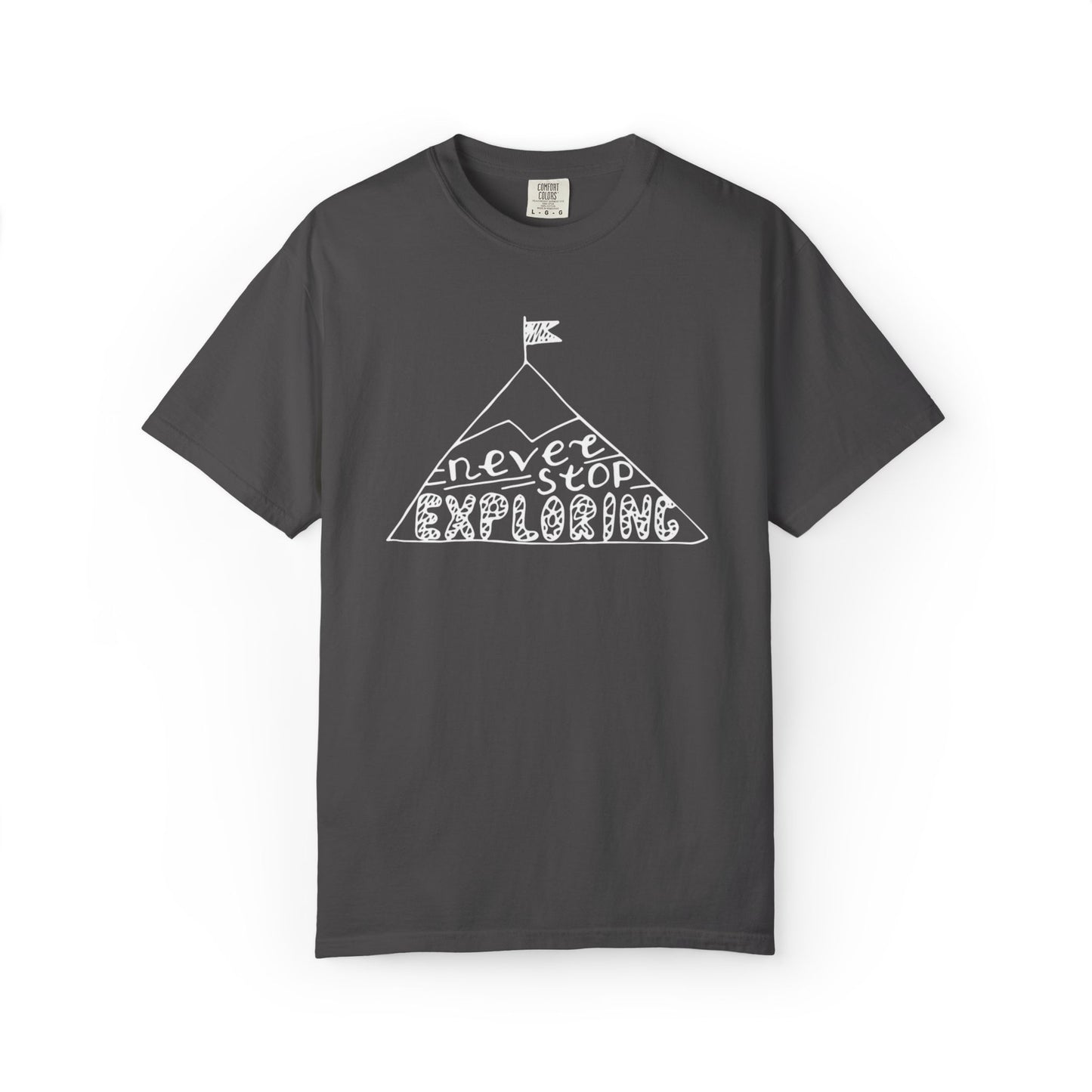 Never Stop Exploring Cool Tee Trekking Outdoor Adventure Hiking Nature Lover Rocks Climbing Unisex Heavy Cotton T-Shirt