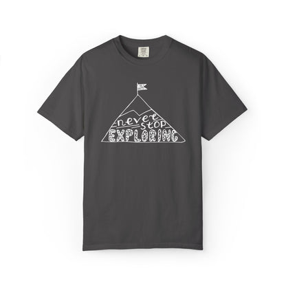 Never Stop Exploring Cool Tee Trekking Outdoor Adventure Hiking Nature Lover Rocks Climbing Unisex Heavy Cotton T-Shirt