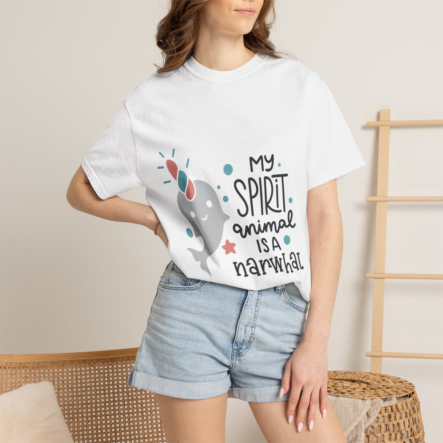 My Spirit Animal Is a Narwhal Unicorn Of The Sea Tusk Tee Inuit Culture Migration Unisex Heavy Cotton T-Shirt