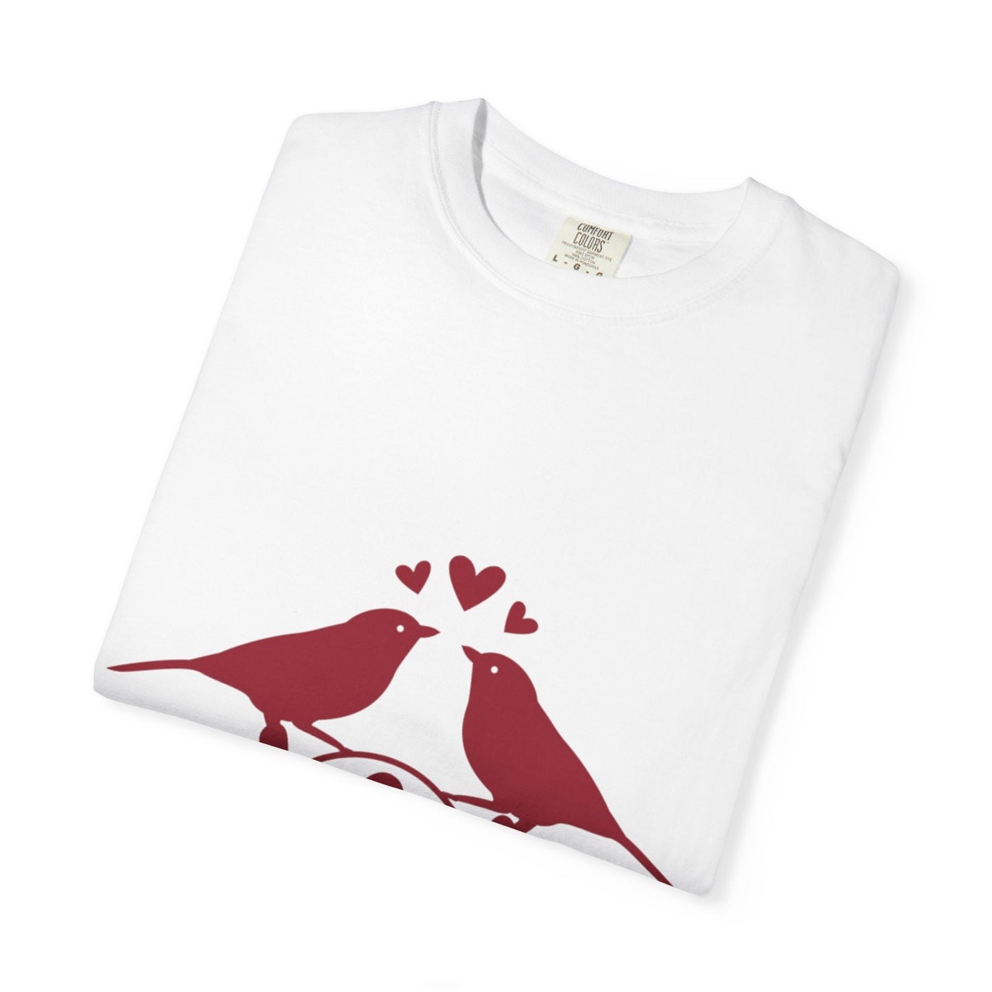 Romantic Love Birds Monogram Boundless Love Affection Lover’s Tee Infinite Bliss Butterfly Kisses Evergreen Romance Unisex Heavy Cotton T-Shirt