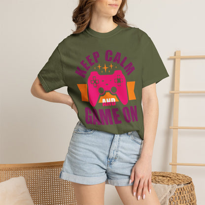 Inspirational Keep Calm And Game On Pro Gamer Skills Gaming Mindset Gaming Community Gaming Console Unisex Heavy Cotton T-Shirt