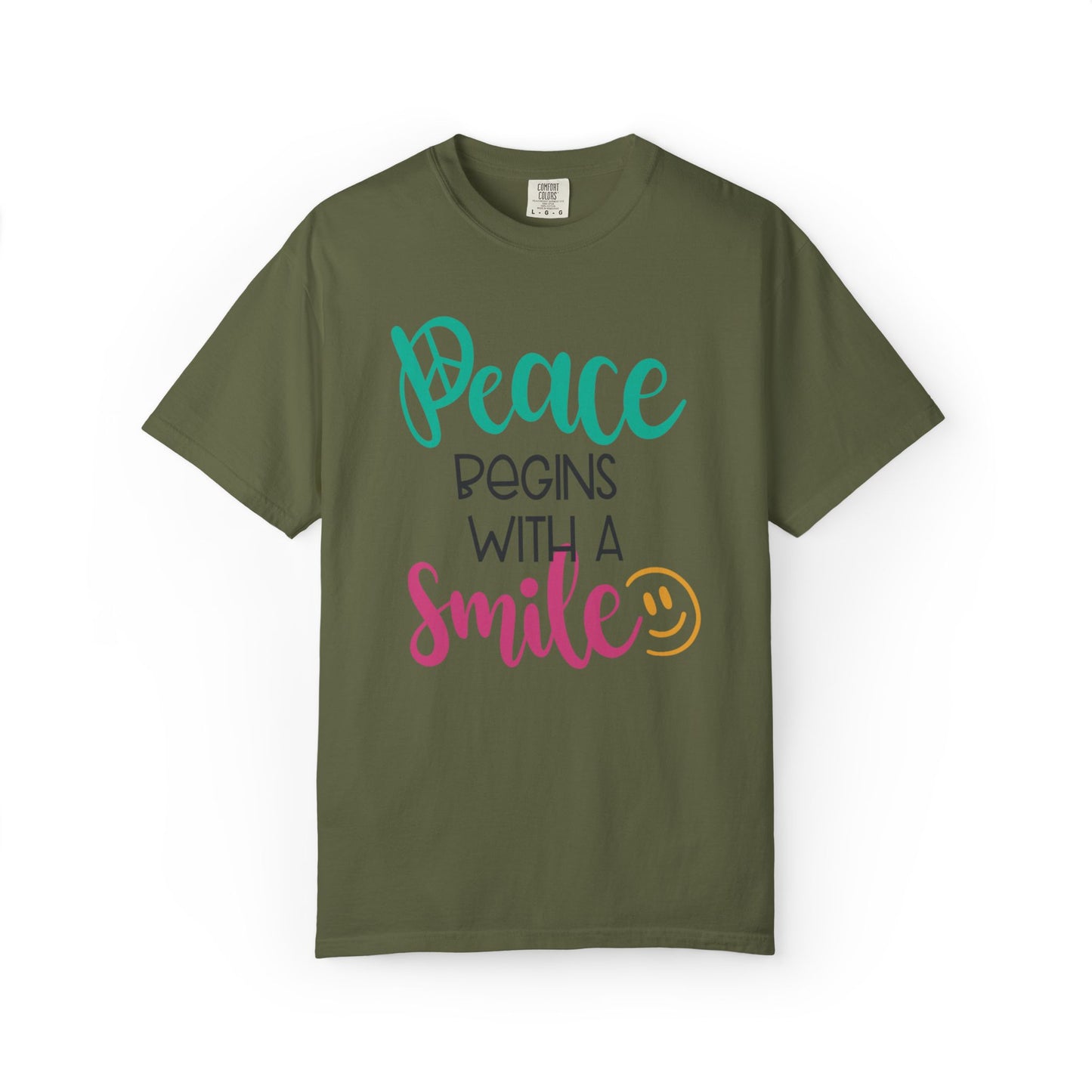 Peace Begins With A Smile Kindness Heartfelt Compliments Tee Thoughtful Gestures Love-Inspiration Unisex Heavy Cotton T-Shirt