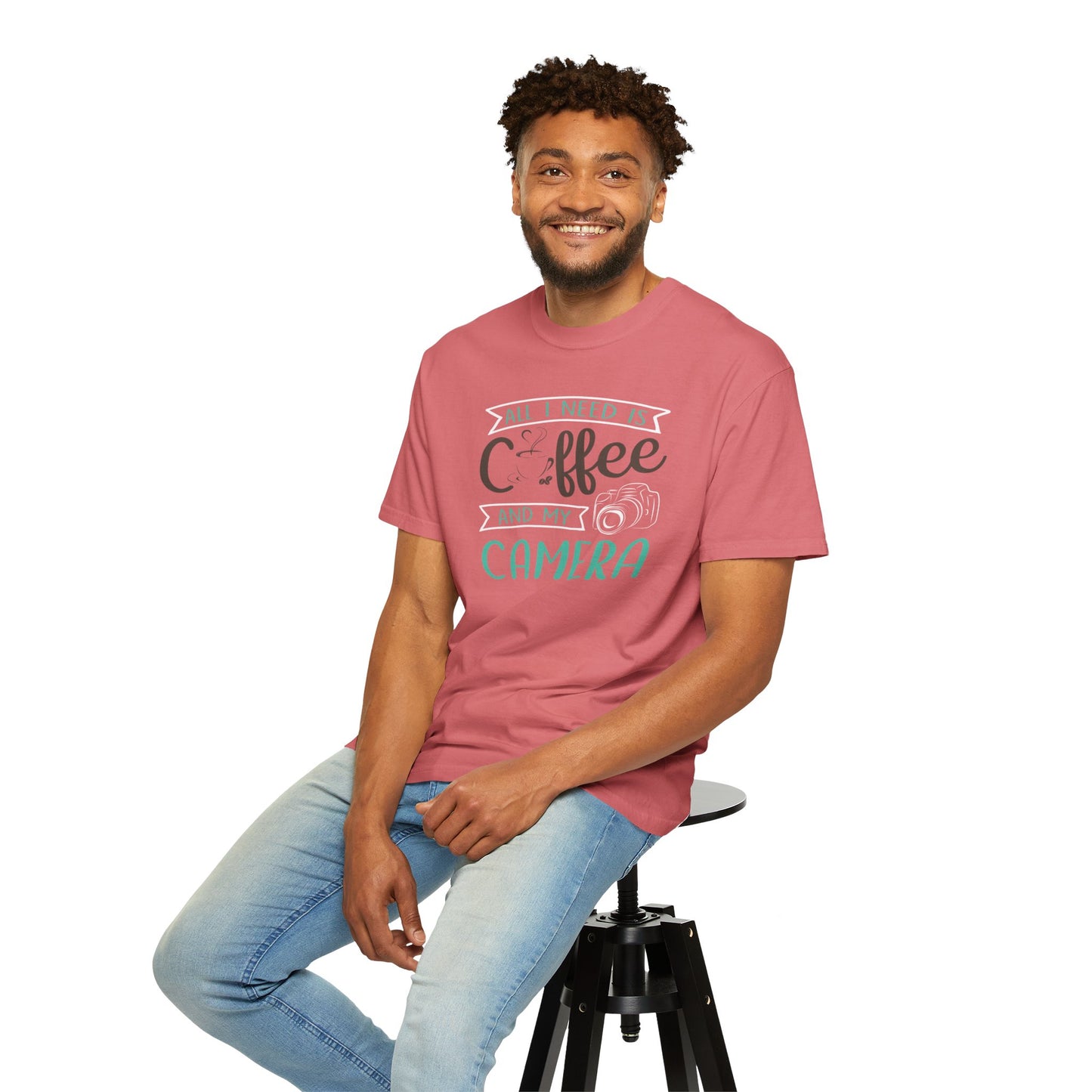 Funny All I Need Is Coffee And My Camera Coffee lover Sarcastic Photography Passion Coffee Clicker Unisex Heavy Cotton T-Shirt