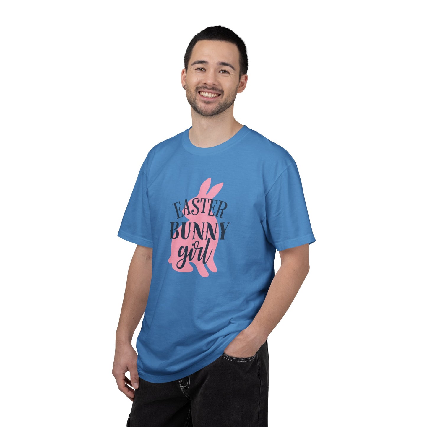 Easter Bunny Girl Holy Week Celebration Spring Festival Tee Christian Holiday Excitement Eggs Good Friday  Unisex Heavy Cotton T-Shirt