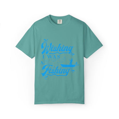 Funny Wishing I Was Fishing Catch and Release Unconditional Love Fishing Boat  Fishing Rod Sarcastic Adventure Unisex Heavy Cotton T-Shirt