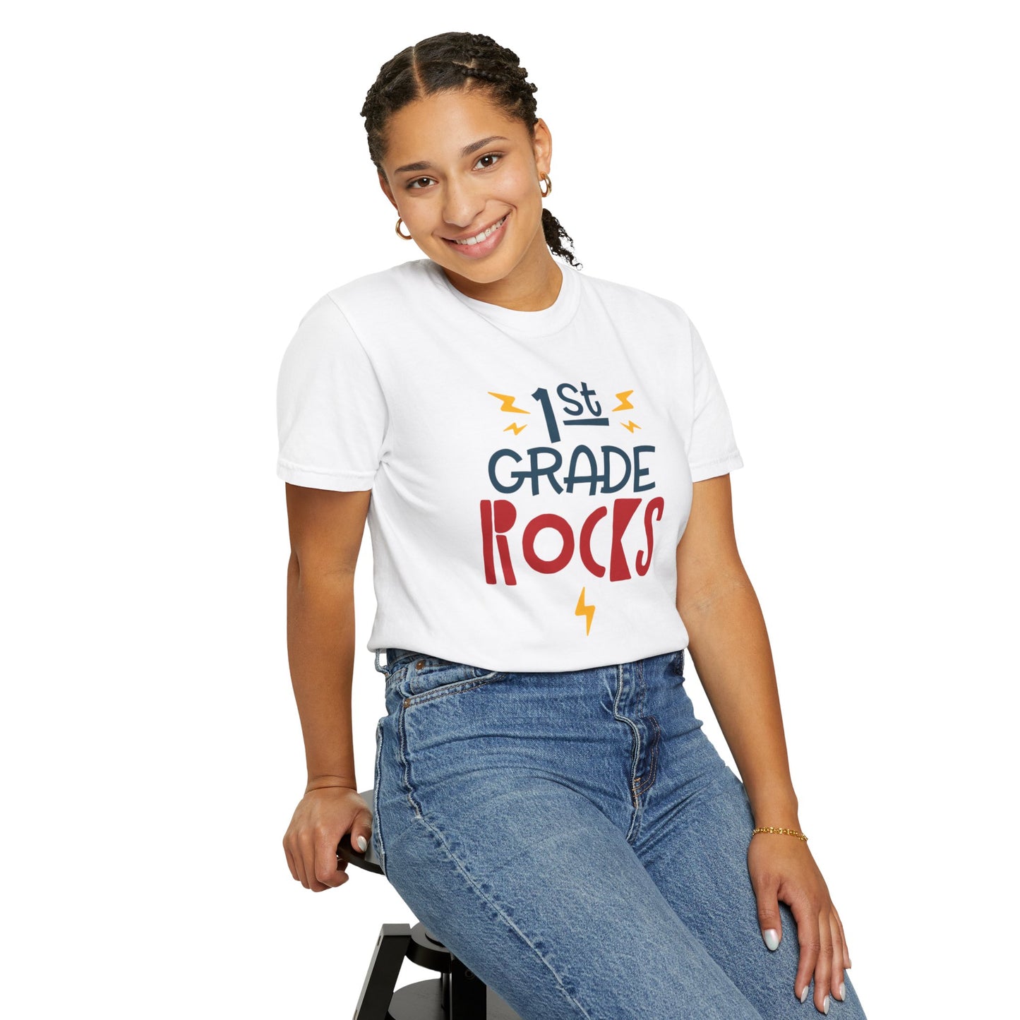 Funny 1st Grade Romeo Learning Legend Super Scholar Junior Geniuses Science Star Student’s Day Unisex Heavy Cotton T-Shirt