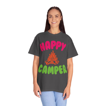 Happy Camper Freedom Fighter Adventure Lovers Tee Nature Exploration Bonfire Travel Van Unisex Heavy Cotton T-Shirt