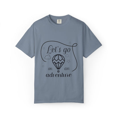Let’s Go On An Adventure Nature Exploration Bonfire Travel Lovers Tee Freedom Hot Air Balloon Unisex Heavy Cotton T-Shirt
