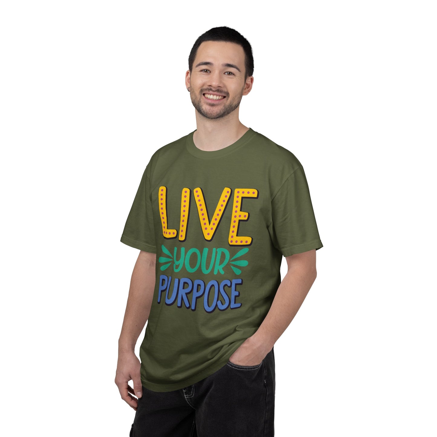 Live Your Purpose Inspirational Tee Stay Focused Positive Message Set Your Goal Empowering Personal Growth Unisex Heavy Cotton T-Shirt
