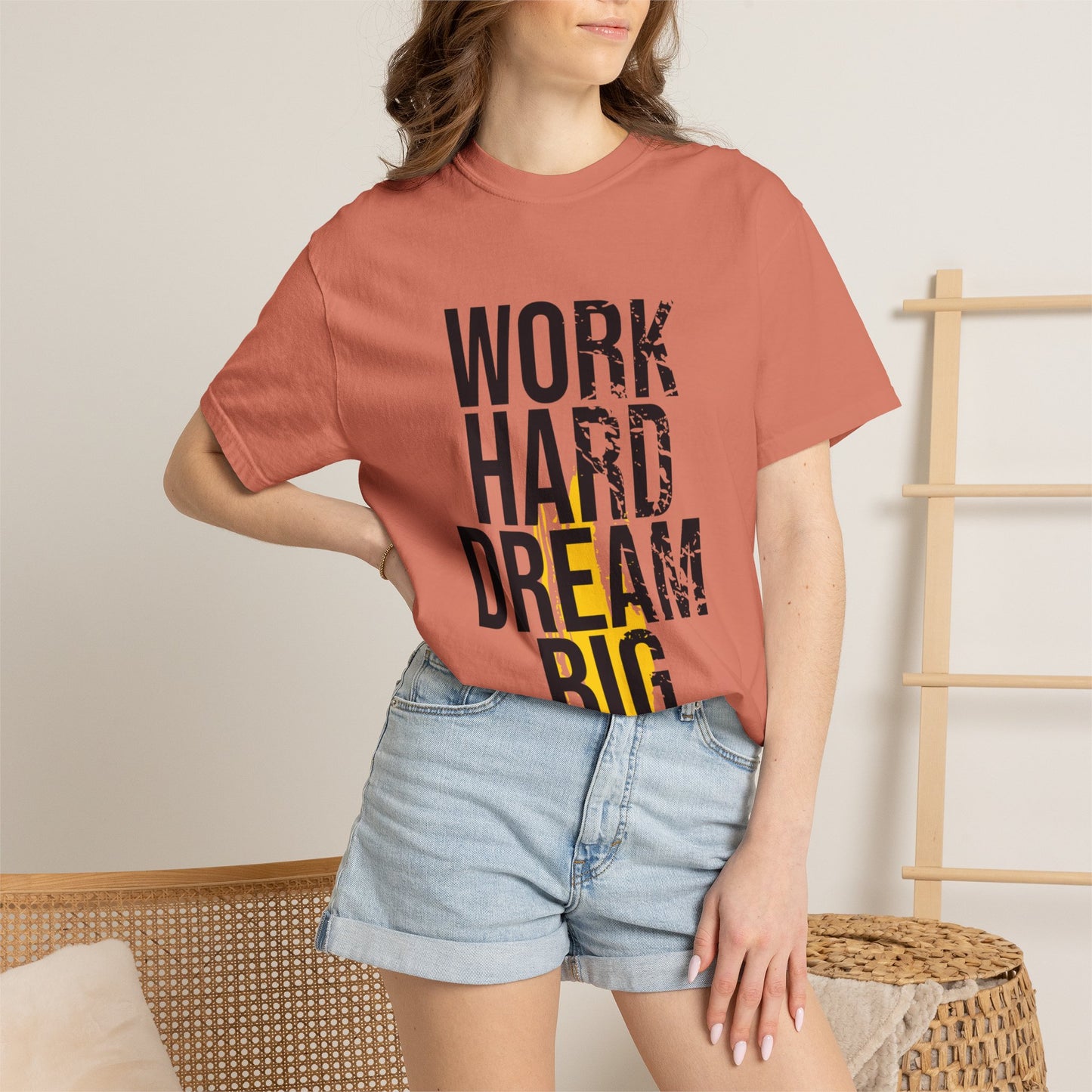 Work Hard Dream Big Creativity Imagination Tee Determination Reach For The Stars Unisex Heavy Cotton T-Shirt