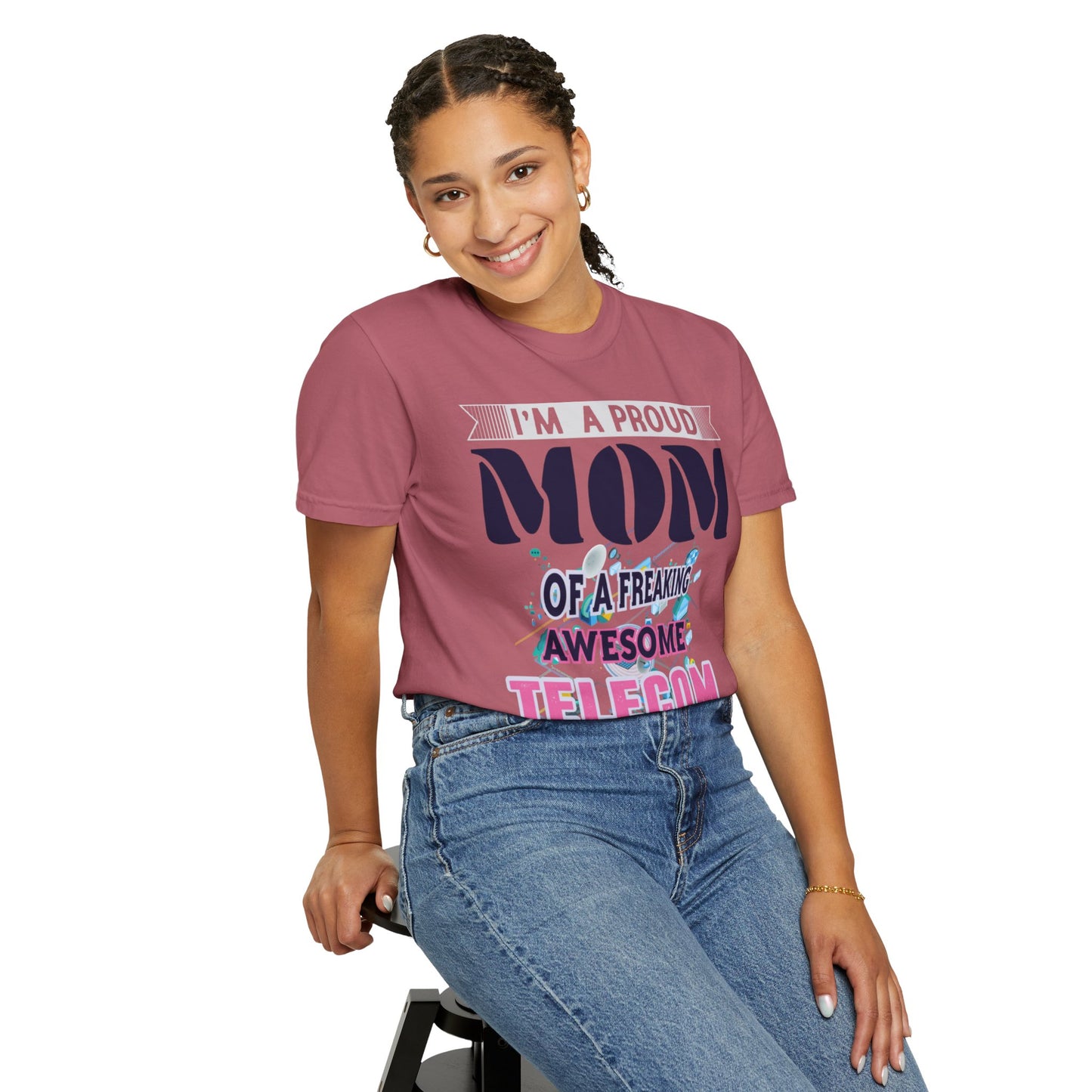 Proud Mom Telecom Engineer Mobile Technology Signal Processing Digital Communication Radio Frequencies Unisex Heavy Cotton T-Shirt