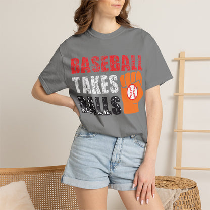 Baseball Takes Ball Defensive Prowess Tee Fielding Excellence Outfield Expertise Unisex Heavy Cotton T-Shirt