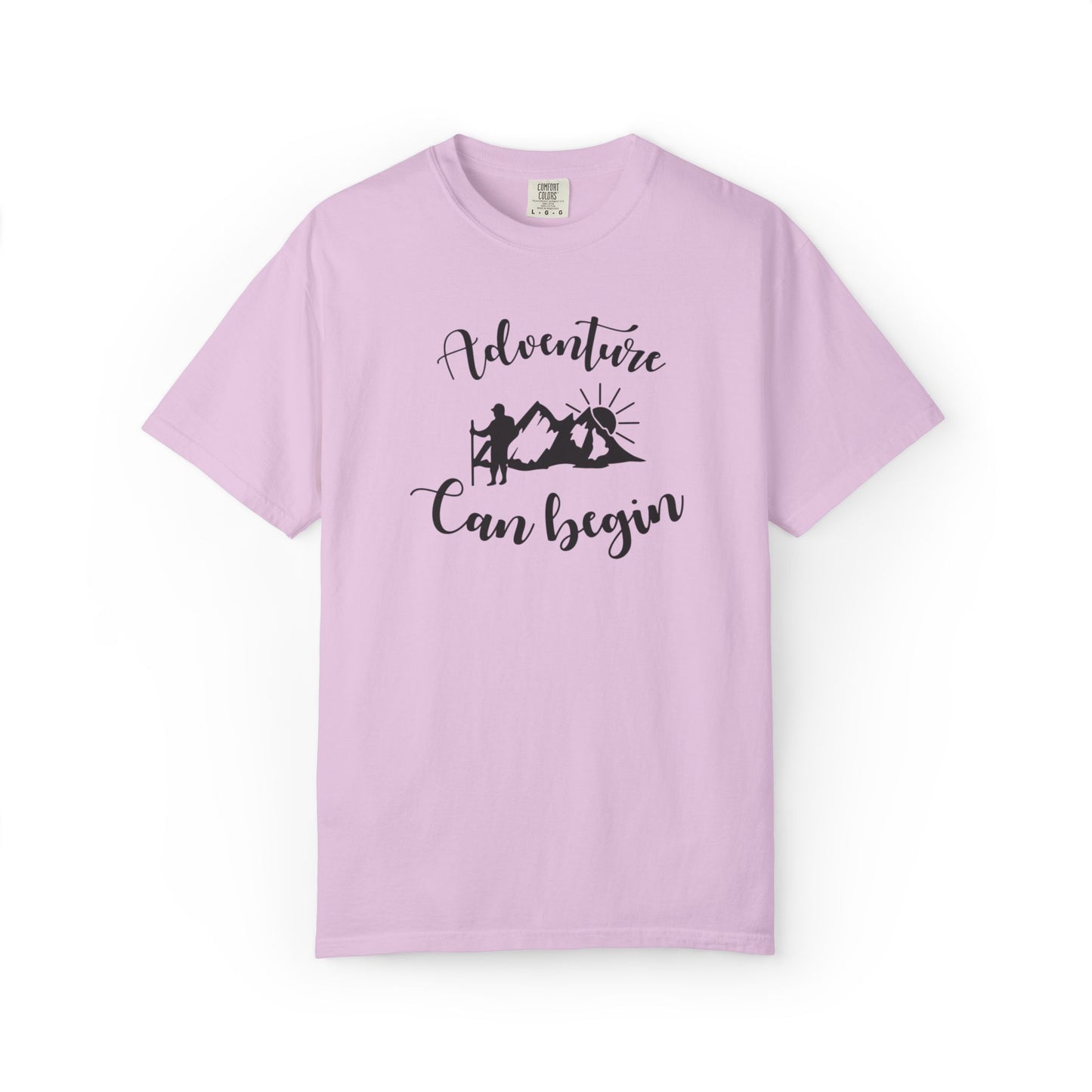 Adventure Can Begin Trendy Tee Enjoyment Mountain Hut Belays Ropes Fun Activities Exploring Unisex Heavy Cotton T-Shirt