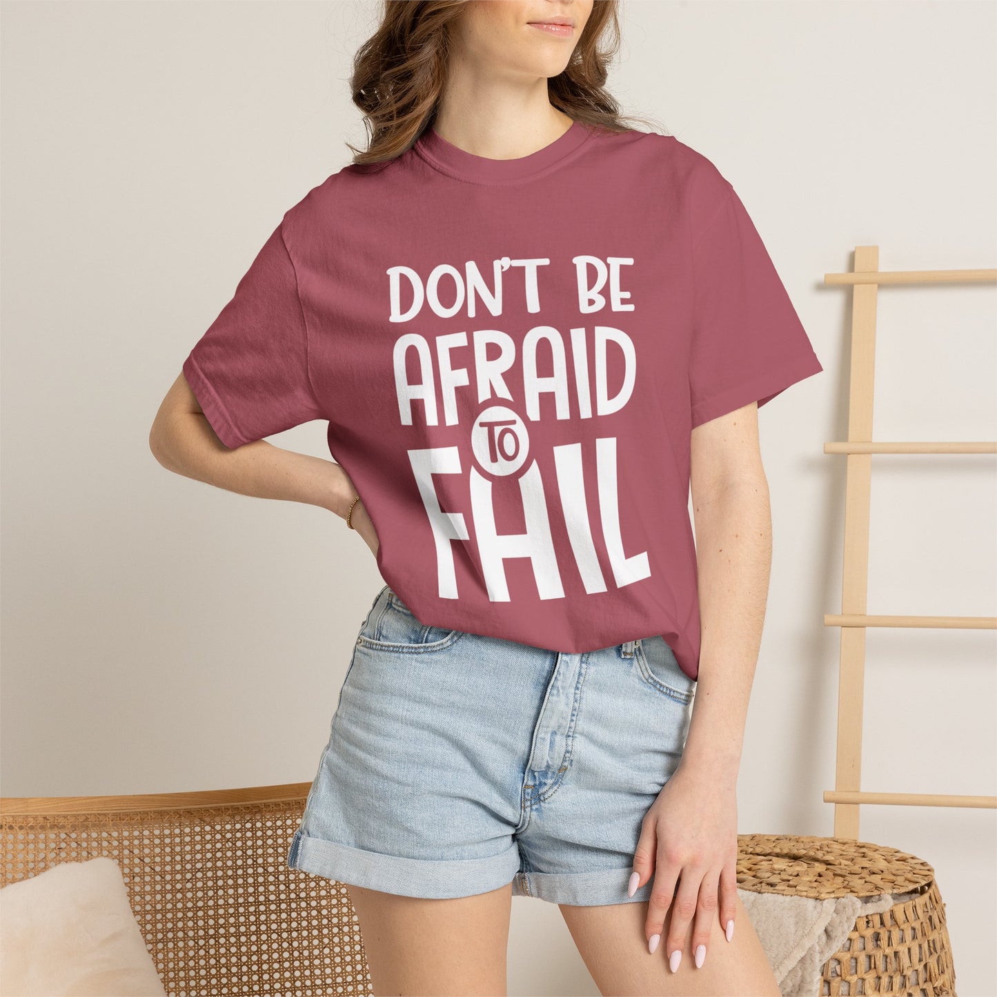 Motivational Don’t Be Afraid To Fail Hard Work Rise Above Positivity Determination Progress Dedication Unisex Heavy Cotton T-Shirt