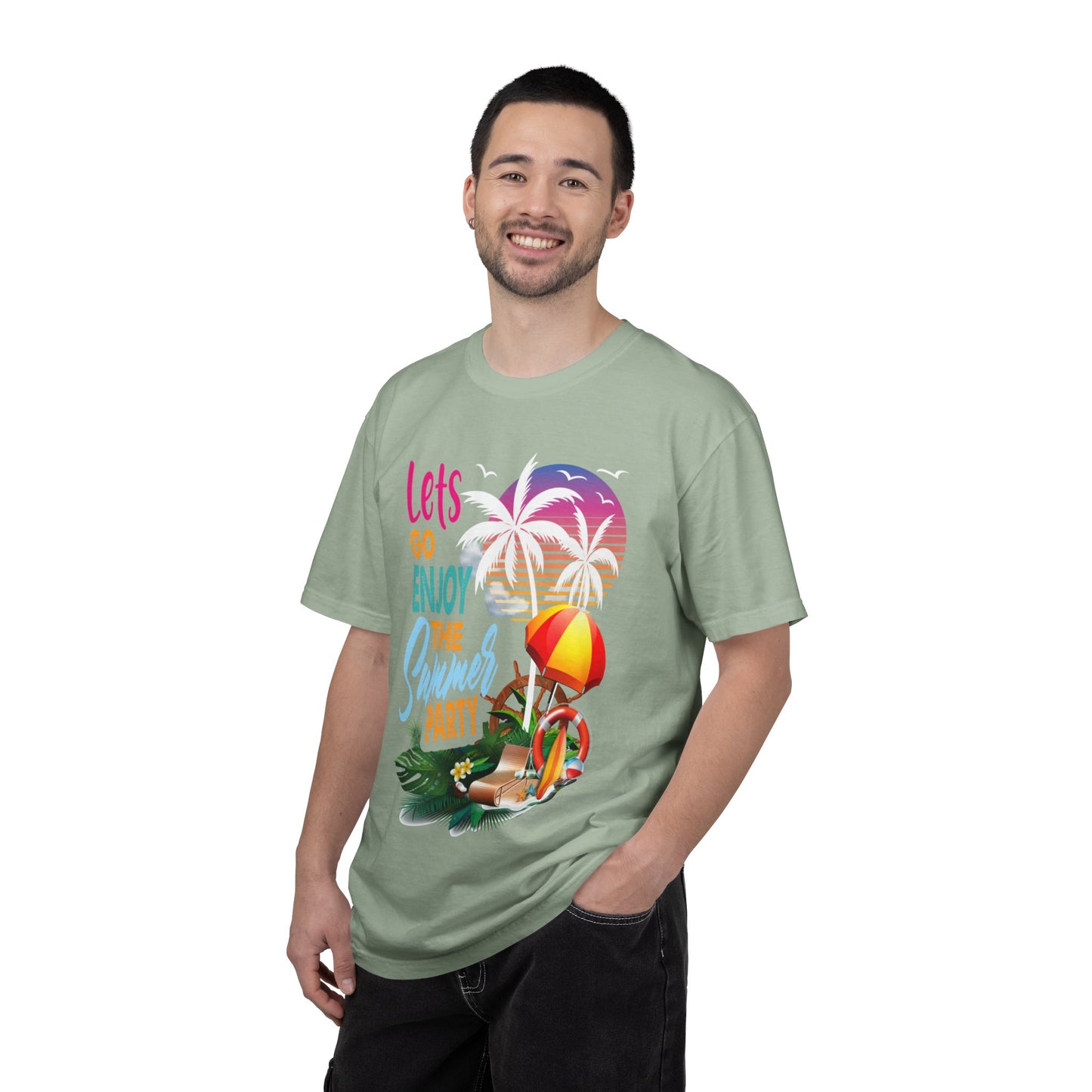 Exciting Lets Go Enjoy The Summer Party Summer Adventure Camp Beach Days Ice Cream Road Trips Unisex Heavy Cotton T-Shirt