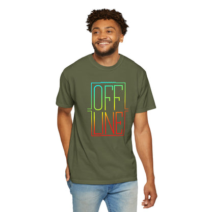 Offline Graphic T-Shirt — Retro Neon Text Tee